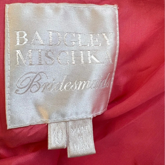 NWT Badgley Mischka Halter flowy chiffon dress with shirred bust Coral Size 10 - Picture 3 of 11